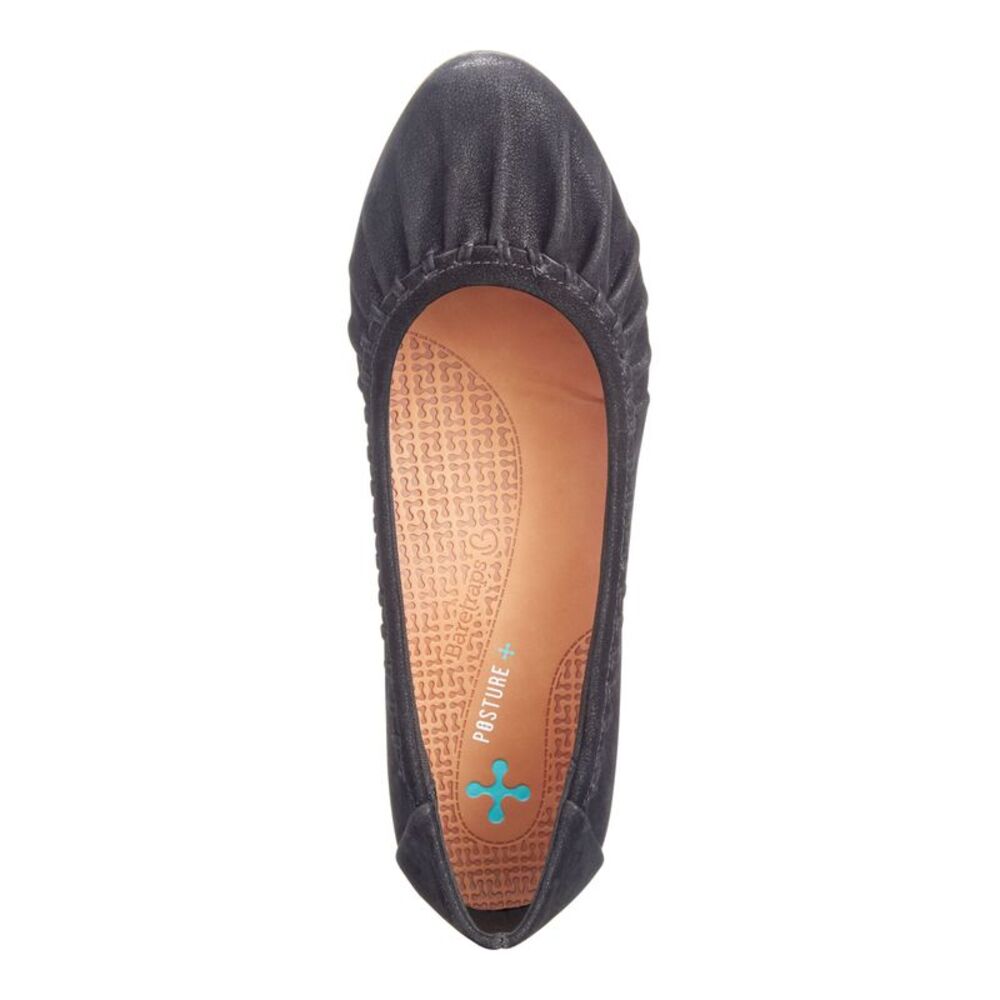 BARETRAPS Womens Black Hidden Heel Pleated Norma Wedge Slip On Ballet Flats 5 M - Picture 2 of 4
